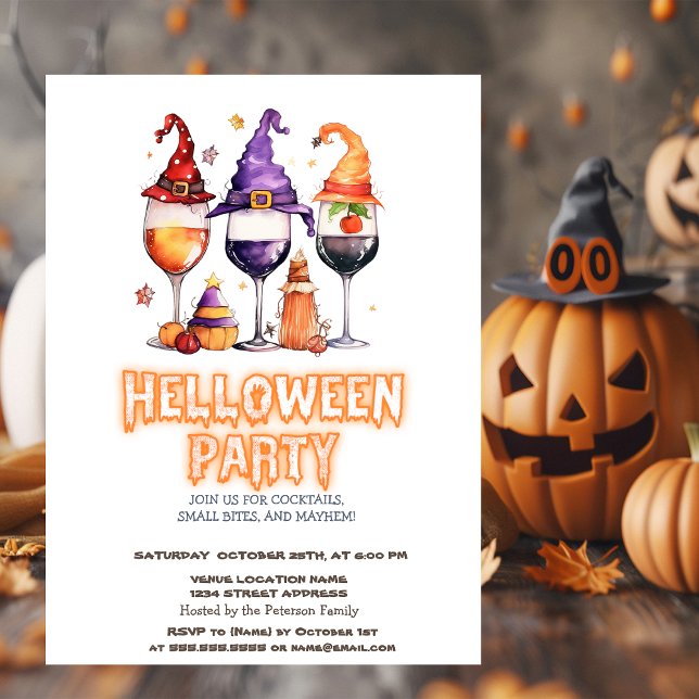 Convite para Festa de Halloween com Vinho da Capa  (Criador carregado)