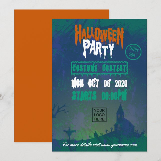 Convite para Festa de Halloween Corporativa (Frente/Verso)