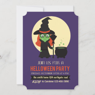 Convite para Festa de Halloween da Pequena Bruxa