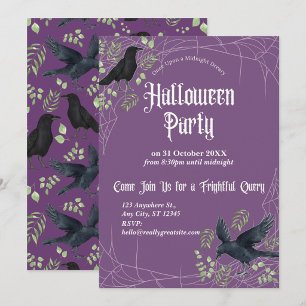 Convite para Festa de Halloween da Raven em Roxo