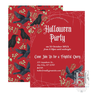 Convite para Festa de Halloween da Raven em Vermel