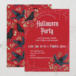 Convite para Festa de Halloween da Raven em Vermel