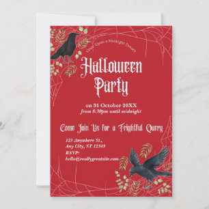 Convite para Festa de Halloween da Raven em Vermel