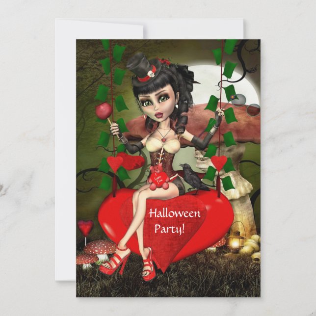 Convite para Festa de Halloween de Amor de Apple C (Frente)