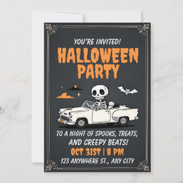 Convite para Festa de Halloween de Carro Zombie