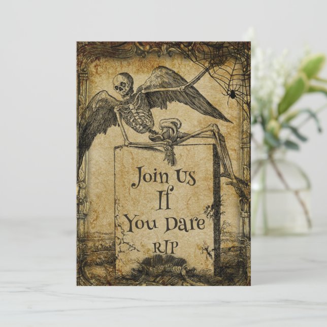 Convite para Festa de Halloween de Creepy RIP (Em pé/Frente)