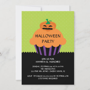 Convite para Festa de Halloween de Cupcake de Abó