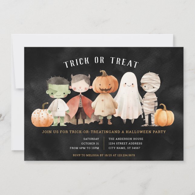 Convite para Festa de Halloween de Doce ou Travess (Frente)