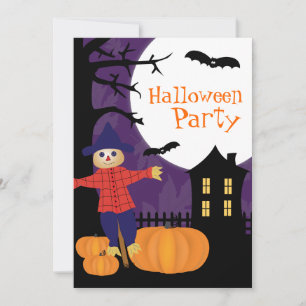 Convite para Festa de Halloween de Espantalho