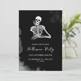 Convite para Festa de Halloween de Esqueleto Negro