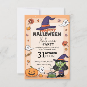 Convite para Festa de Halloween de Estilo Cartoon