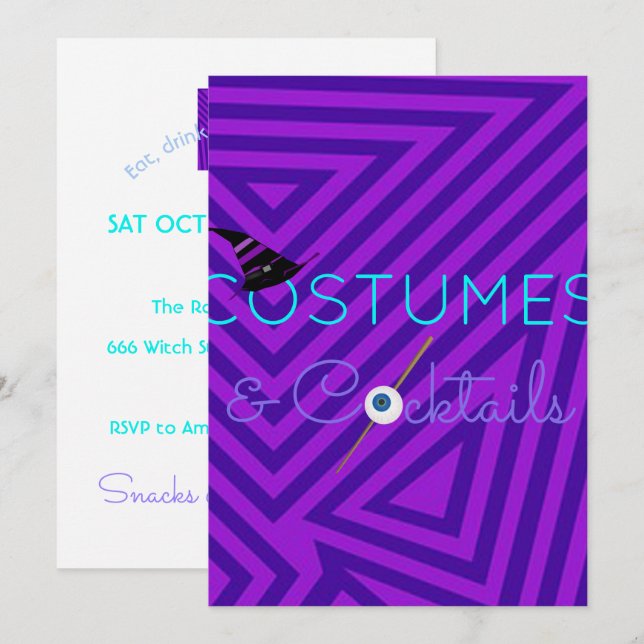 Convite para Festa de Halloween de Fantasias e Coq (Frente/Verso)