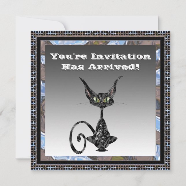 Convite para Festa de Halloween de Gato Clássico (Frente)