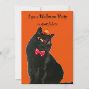 Convite para Festa de Halloween de Gato Negro