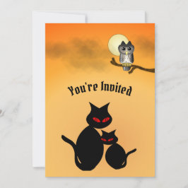 Convite para Festa de Halloween de Gato Negro