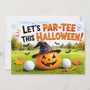 Convite para festa de Halloween de golfe com monst