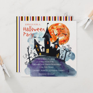 Convite para Festa de Halloween de Mansão Assombra