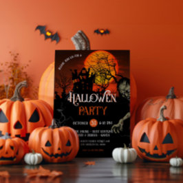 Convite para Festa de Halloween de Orange e Black