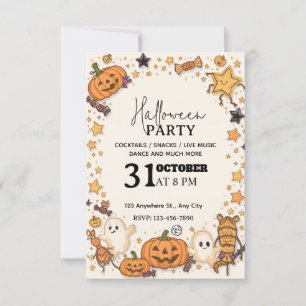 Convite para Festa de Halloween de Pastel Cute - E