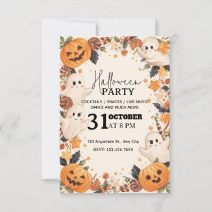 Convite para Festa de Halloween de Pastel Cute - E