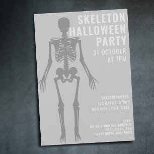 Convite para Festa de Halloween de Skeleton Modern