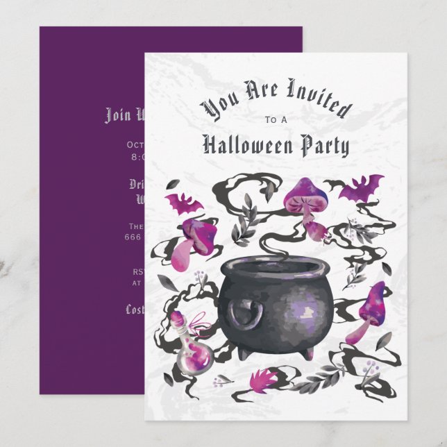 Convite para Festa de Halloween do Caldeirão (Frente/Verso)