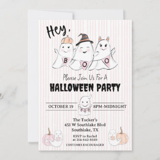 Convite para festa de Halloween do Fantasma Rosa-R