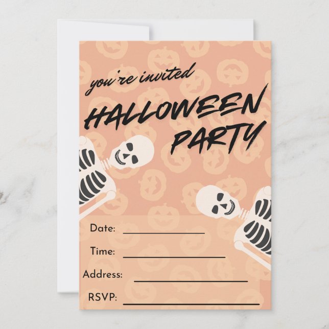 Convite para Festa de Halloween - Esqueletos Assus (Frente)