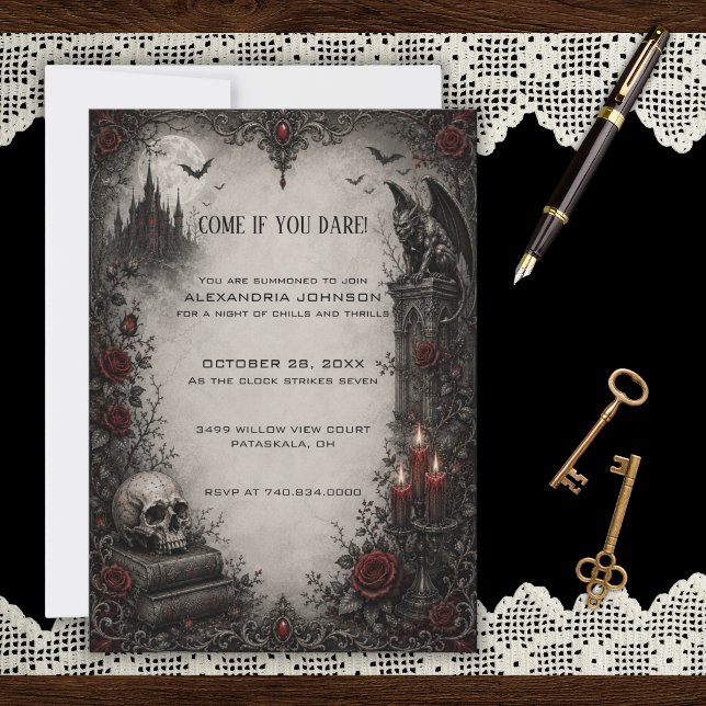 Convite para Festa de Halloween Gótico (Criador carregado)