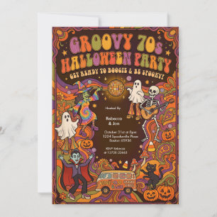 Convite para Festa de Halloween Groovy dos Anos 70