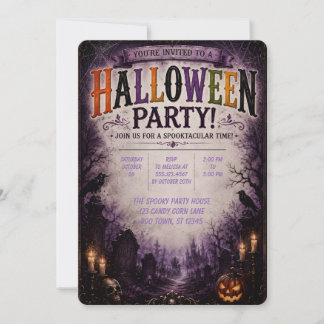 Convite para Festa de Halloween na Floresta Assomb