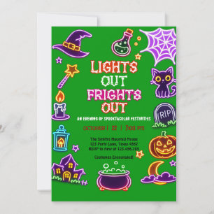 Convite para Festa de Halloween Neon Glow Extravag