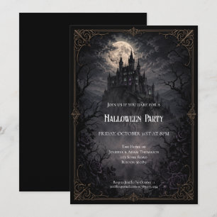 convite para festa de Halloween no Castelo Assombr