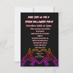 Convite para festa de Halloween no coração de esqu