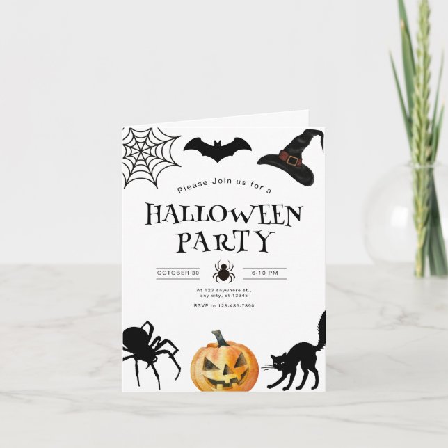 Convite para Festa de Halloween, Noite Assustadora (Frente)