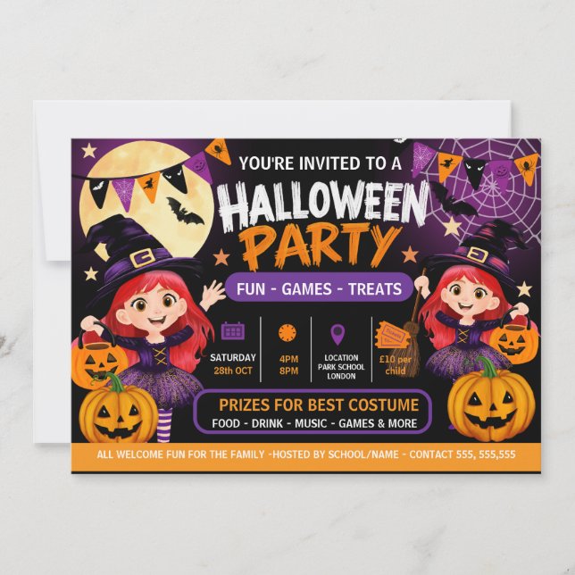Convite para Festa de Halloween para Crianças | As (Frente)