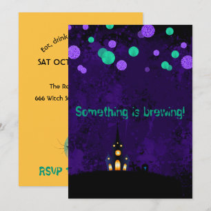 Convite para Festa de Halloween Something is Brewi
