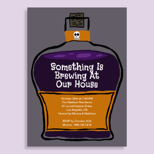 Convite para Festa de Halloween Something Is Brewi
