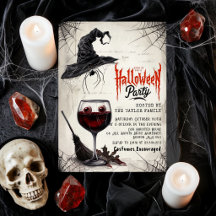 Convite para Festa de Halloween | Taça de Vinho em