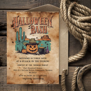 Convite para Festa de Halloween Velho Oeste