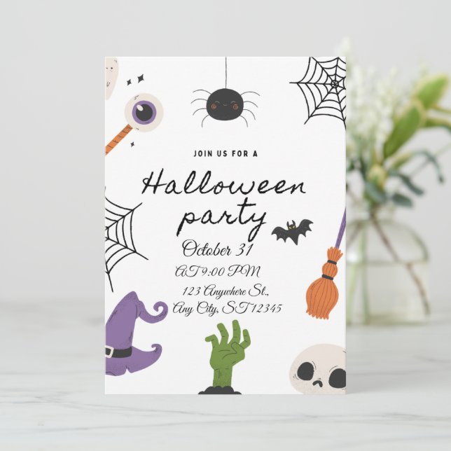 Convite para Festa de Halloween Vintage (Em pé/Frente)