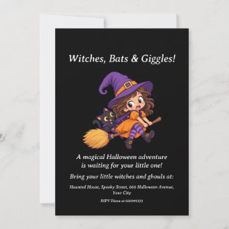 Convite para Festa de Halloween Witches Bats & Gig