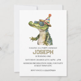 Convite para festa de jacaré na piscina