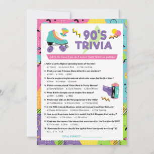Convite para Festa de Jogo de Trivia da Década dos