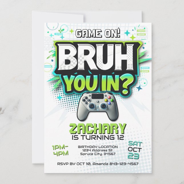 Convite para Festa de Jogos de Vídeo Game (Frente)