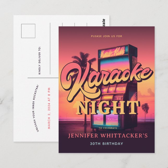 Convite para Festa de Karaokê de Aniversário de 30 (Frente/Verso)