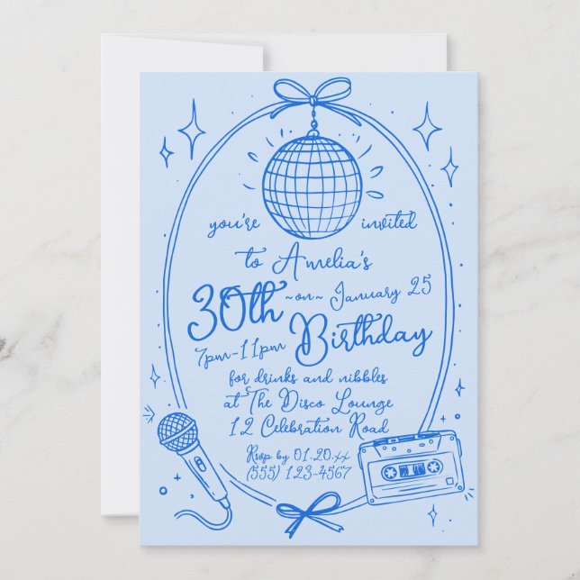 Convite para Festa de Karaokê de Aniversário de 30 (Frente)