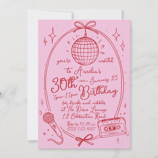 Convite para Festa de Karaokê de Aniversário de 30 (Frente)