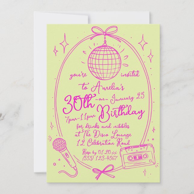 Convite para Festa de Karaokê de Aniversário de 30 (Frente)