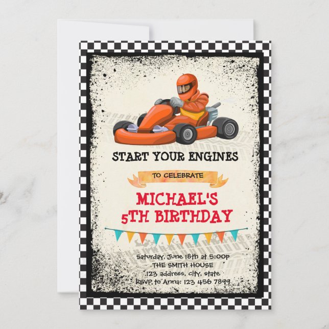 convite para festa de kart (Frente)